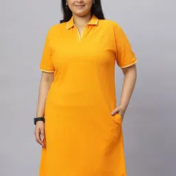 Wear Your Opinion Women Cotton Plus Size Shirt Collar Tipped T-shirt Dress-image-76
