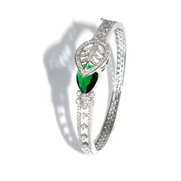 PRIVIU Silver-Plated AD Studded Bangle-Style Bracelet image 4