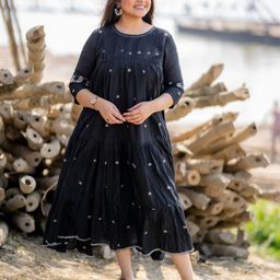 ANAIYAH Women Polka Dots Printed A-Line Midi Dress-image-55