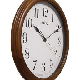 SEIKO Brown & White Round Shaped Contemporary Analogue Wood Wall Clock-picture-8
