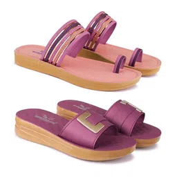 BERSACHE Women Pack Of 2 One Toe Flats and Sandal-picture-11