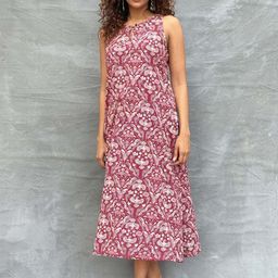 Chidiyaa Soil Feathered Grace Blockprinted Cotton Dress-picture-36