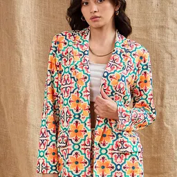 SASSAFRAS Geometrical Printed Open Front Blazer-94