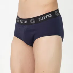 GOTO Mid-Rise Hipster Briefs COTTON BLENDED BRIEF OUTER ELASTIC NBLUE image 3