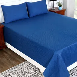 Aura Blue Printed Cotton Double King Bed Cover-image-50