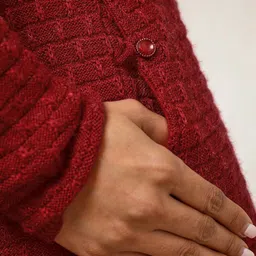 Soch Maroon Self Design Acrylic Longline Open Front Shrug image 5