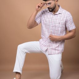 Crimsoune Club Men Premium Slim Fit Spread Collar Checked Cotton Casual Shirt-image-25