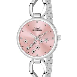 LOUIS DEVIN Women Brass Dial & Stainless Steel Bracelet Style Straps Analogue Watch LD-ZL163-PNK-image-36