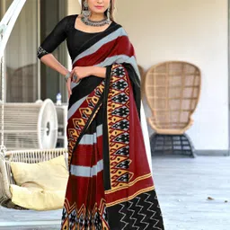 Panzora Striped Block Print Saree-picture-51