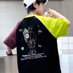 INCLUD Boys Typography Printed Round Neck Raglan Sleeves Oversized Cotton T-shirt-image-75