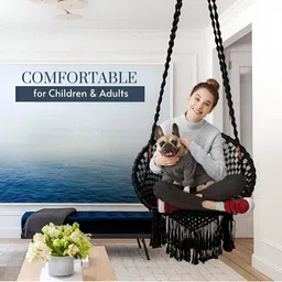 Swingzy Black & Red Hammock Hanging Swing With Cushion image 5