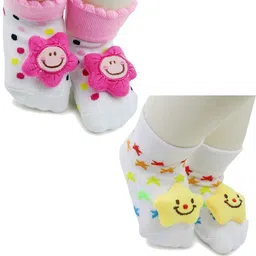NESKA MODA Kids-Unisex Set Of 2 Ankle Length Cotton Socks-25