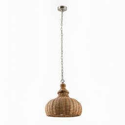 Fabindia Beige Textured Traditional Wooden Ceiling Lamp-17