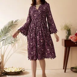 Anouk Abstract Midi Tassel Ethnic Dress-picture-33