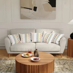 URBAN SPACE White & Orange 5 Pieces Geometric Printed Cotton Square Cushion Covers-image-95