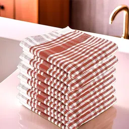 Kuber Industries Brown & White 18 Pieces Checked Durable Cotton Kitchen Towels-29