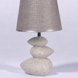 Light Gray Table Lamp With Luxurious Modern Design With Jute Textured Lampshade Pebble Shaped Ceramic Base-image-11