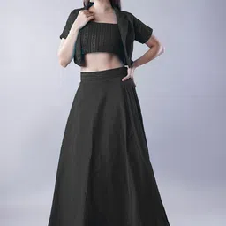 Utsav Fashion Embroidered Sequinned Shibori Ready to Wear Lehenga & Blouse With Dupatta-picture-36