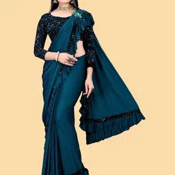 Aika Ready to Wear Sequinned Embellished saree with blouse piece-7