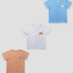 YUV Kids Pack Of 3 Graphic Printed V-Neck Pure Cotton Jabla-44