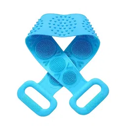 Flying Monk Soft Silicone Back Scrubber Brush Cum Belt For Exfoliating Shower Bath - Blue-28