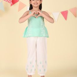 Fabindia Girls Embroidered Pure Cotton Top With Trouser-image-18