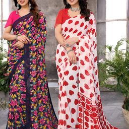 Moda Rapido Pack of 2 Floral Printed Pure Georgette Saree-picture-40