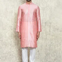 Arihant Rai Sinha Mandarin Collar Dupion Silk Straight Kurta & Churidar-image-93