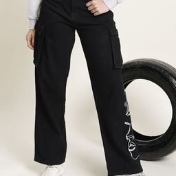 Bene Kleed Women Printed Classic Relaxed Fit High-Rise Cotton Cargo Jeans-picture-3