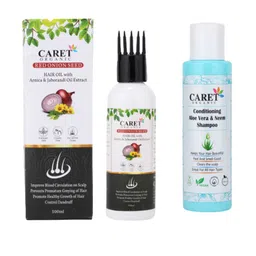 CARET ORGANIC Red Onion Seed Hair Oil With Conditioning Aloe Vera Shampoo - 100 ml Each-31