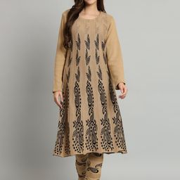 KREW Camel Brown Pure Wool Kurta Sets-image-48