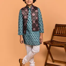 PRINTCULTR Boys Ethnic Motifs Printed Regular Kurta with Pyjamas image 1