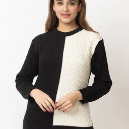 LEZA Women Colourblocked Pullover with Embroidered Detail-image-74