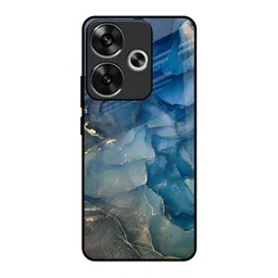 QRIOH Quirky Printed Poco F6 5G Blue Cool Marble Real Glass Back Case Mobile Accessories-3