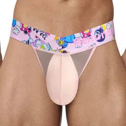 PUMP CLUB Printed Transparent Thongs Briefs ART298-Pink-M-13