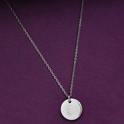 Peora Unisex Silver-Plated Stainless Steel Alphabet S Circular Pendant With Chain-image-35