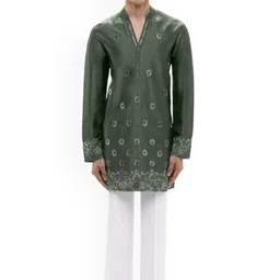 SDS By Kushal Shah Geometric Printed Mandarin Collar Organza Straight Kurta With Trousers-image-83