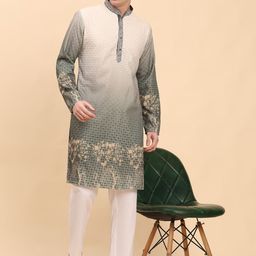 Pro-Ethic STYLE DEVELOPER Floral Mandarin Collar Sequinned Pure Cotton Kurta with Trouser-image-46