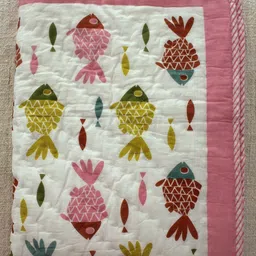 Weaves of Tradition White & Pink Cartoon Characters 210 GSM Cotton Single Bed Blanket-image-23