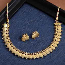 ZENEME Gold-Plated Artificial Beaded Temple Circular Jewellery Set-picture-4