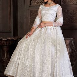 KALINI Embroidered Thread Work Semi-Stitched Lehenga & Unstitched Blouse With Dupatta-picture-48