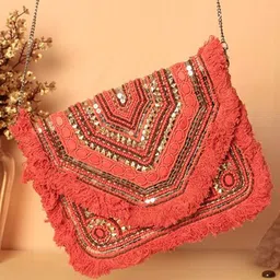 Swisni Embroidered Envelope Banjara Boho Clutch-picture-17