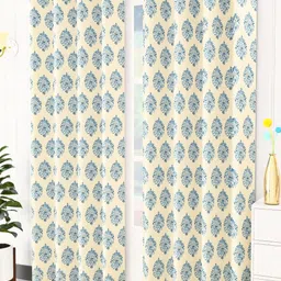 Trance Home Linen Blue & Cream-Coloured Set of 2 Floral Long Door-40