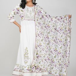 Charitra Women Floral Printed Regular Kurti with Trousers & With Dupatta-picture-17