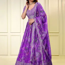 FABPIXEL Embroidered Sequinned Semi-Stitched Lehenga & Unstitched Blouse With Dupatta-picture-20