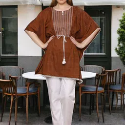 DUMMY SHAPE Women Paisley Embroidered Regular Kantha Work Kurta with Trousers-image-97
