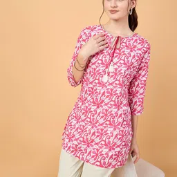 NEESH Women Floral Printed Round Neck Cotton Top-44