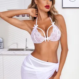 Beera Women Lace Halter Neck Tie-Ups Baby Doll With Briefs-picture-27
