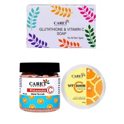 CARET ORGANIC Set Of 3 Vitamin C Soap With Vitamin C Glow Scrub & Vitamin C Cream-24