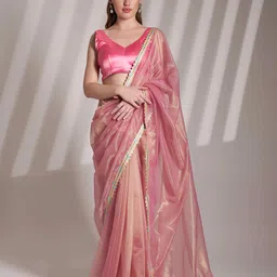 HERE&NOW Gotta Patti Net Tussar Saree-image-77